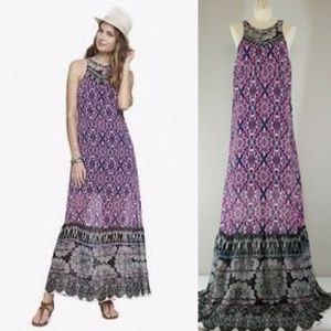 Express Sleeveless Maxi Dress S Womens Boho Chic Romantic Feminine Flowy Chiffon